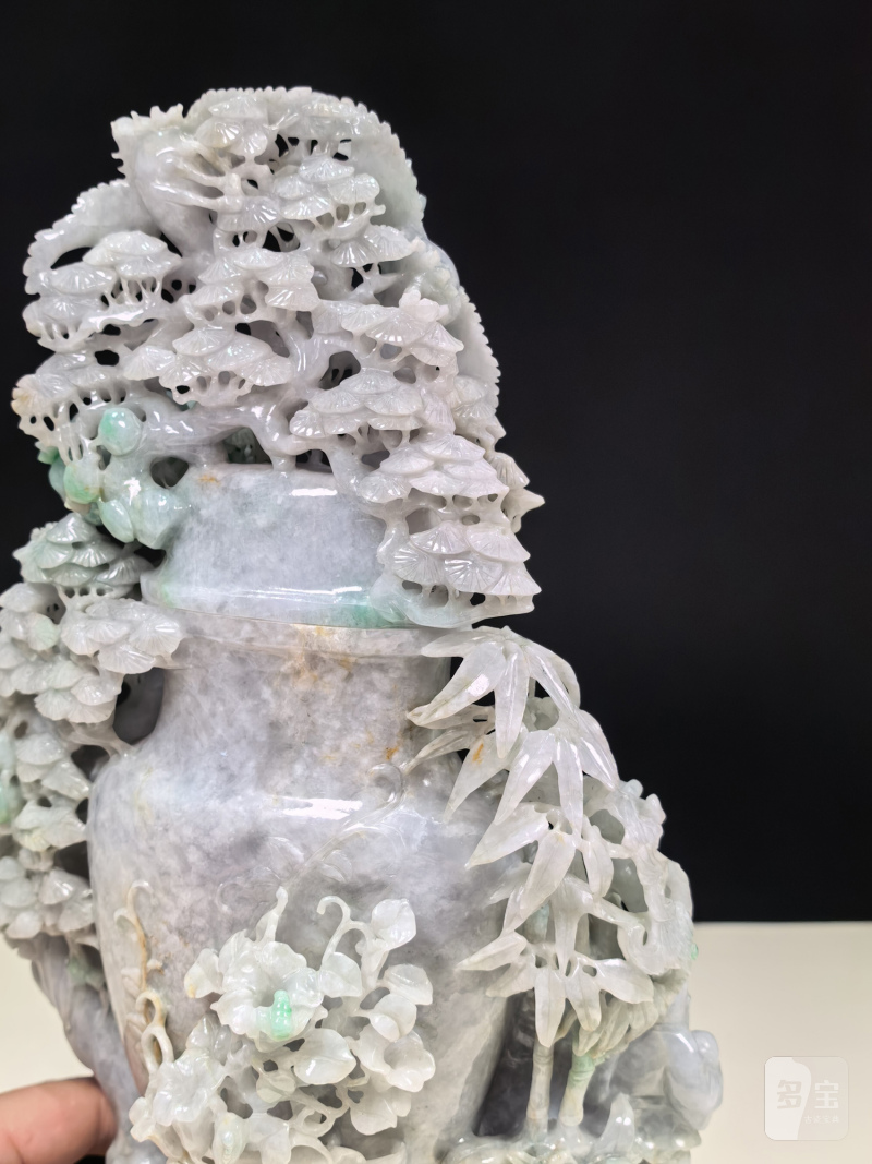 19-20世纪 翡翠松鹤延年寿星花瓶 - 图14